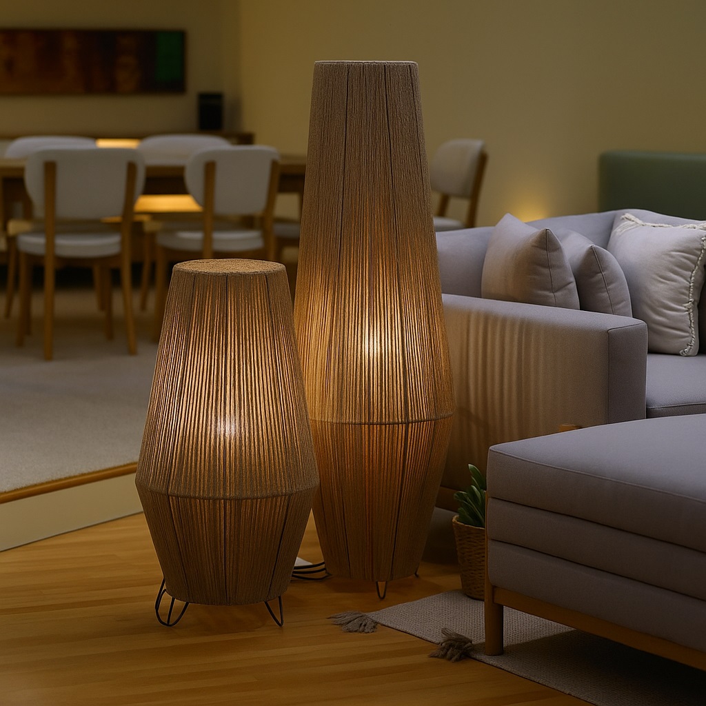 آباژور ایستاده نخ رافیا تک شعله مدل SP09-108