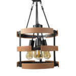 لوستر چوب و فلز چهار شعله مدل BAM9214