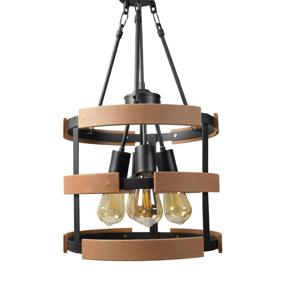 BAM9214 لوستر چوب و فلز چهار شعله مدل BAM9214