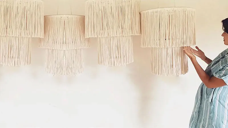 لوستر مکرومه مناسب برای سالن پذیرایی